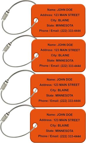 Custom Luggage Tags - Travel Tags for Luggage, Luggage Sets for Suitcases - Backpack Tag- Made with Eye Catching High Visibility High Impact Acrylic. Each Luggage Tag Includes a Wire Ring Loop in Saudi Arabia