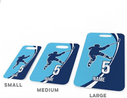 ChalkTalkSPORTS Hockey Luggage & Bag Tag | Personalized Hockey Slap Shot | Standard Lines on Back | Large, Red/Black in Saudi Arabia