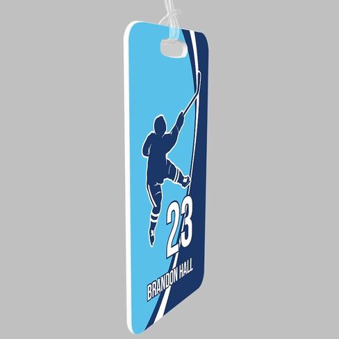 ChalkTalkSPORTS Hockey Luggage & Bag Tag | Personalized Hockey Slap Shot | Standard Lines on Back | Large, Red/Black in Saudi Arabia