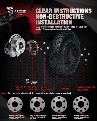 MZS 4x156 Wheel Spacers, 2" Thick 131mm Bore 12×1.5mm Compatible with 2013+ Ranger / 2014+ RZR XP 1000/2015+ RZR 4 Lug ATV UTV Tire-Set of 2 Black in Saudi Arabia