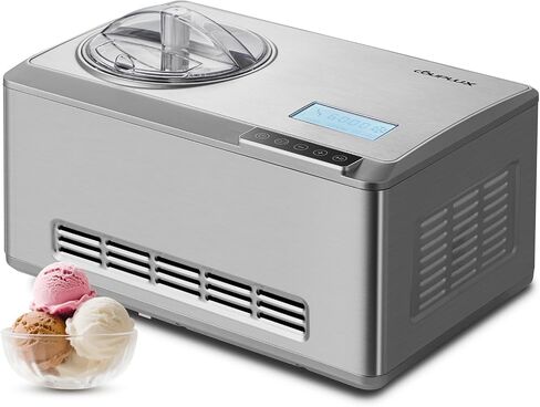 Ice Cream Maker with Compressor, Automatic Ice Cream Maker Machine - No Pre Freezing, 2.5L Ice Cream Machine and Gelato Maker with 3 Modes, LCD Display, Timer, 8H Keep Cool, Stainless Steel in Saudi Arabia