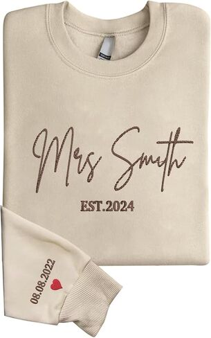 Personalized Embroidered Mrs Sweatshirt, Custom Mrs. Last Name Sweatshirt, Bride Sweatshirt in Kuwait