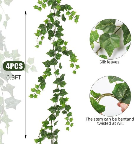 Recutms 2pcs كروم مزيفة 74.8 بوصة من النباتات الاصطناعية Ivy Garland مع أوراق حريرية الديكور الخضراء للداخل في الهواء الطلق منزل حديقة المطبخ في الهواء الطلق in Saudi Arabia