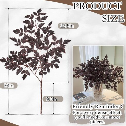 4 Pack 33in Artificial Cimicifuga Plant Leaf Spray,Faux Plum Purple Cimicifuga Leaf Bundles,Fall Faux Stems and Branches for Vase,Wedding/Autumn/Farmhouse/Home Decor in Saudi Arabia