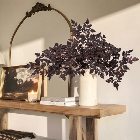 4 Pack 33in Artificial Cimicifuga Plant Leaf Spray,Faux Plum Purple Cimicifuga Leaf Bundles,Fall Faux Stems and Branches for Vase,Wedding/Autumn/Farmhouse/Home Decor in Saudi Arabia