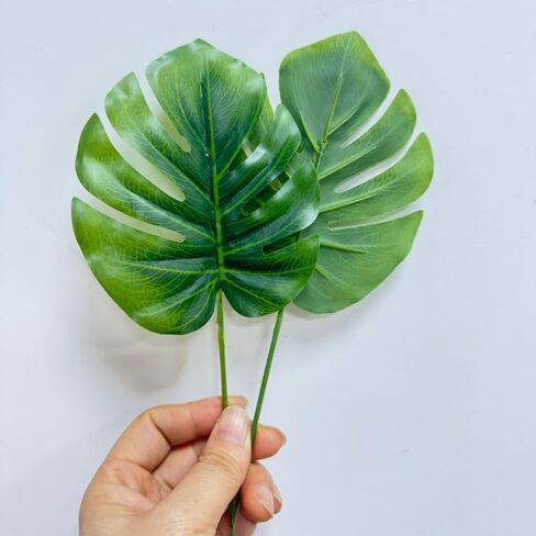 24 Pieces Mini Artificial Palm Leaves,11" Artificial Leaves for Decoration,Center Pieces Decoration for Table Party,Leaves Wall Decor for Wedding Shower Decorations (Green) in Saudi Arabia