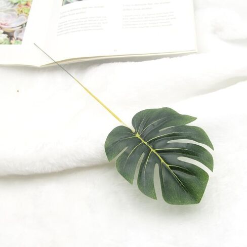 24 Pieces Mini Artificial Palm Leaves,11" Artificial Leaves for Decoration,Center Pieces Decoration for Table Party,Leaves Wall Decor for Wedding Shower Decorations (Green) in Saudi Arabia