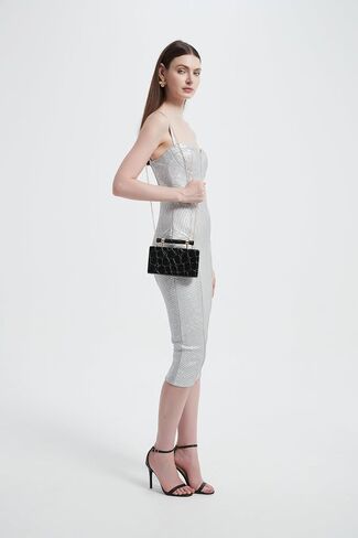 Women Faux Leather Evening Bag Bag Sytsly Gripe Clutch Handbag Pu Counter Crossbod in Kuwait