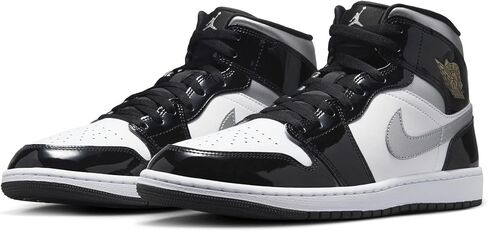 Air Jordan 1 Mid SE Men's Shoes (HV0789-010, Black/White/Metallic Gold/Metallic Silver) Size 13 in Saudi Arabia