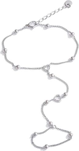 Hand Chain Tennis Bracelets for Women Trendy: Dainty Diamond Beaded Bracelet 14K Gold Plated/Silver Finger Ring Bracelet Hand Chain Jewelry Adjustable Sparkly Prom Bracelets in Kuwait