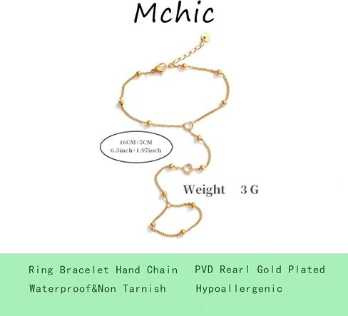 Hand Chain Tennis Bracelets for Women Trendy: Dainty Diamond Beaded Bracelet 14K Gold Plated/Silver Finger Ring Bracelet Hand Chain Jewelry Adjustable Sparkly Prom Bracelets in Kuwait