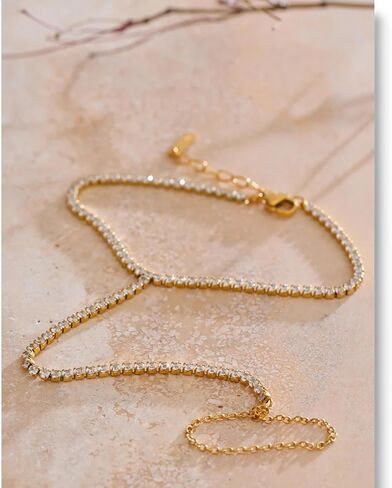 Hand Chain Tennis Bracelets for Women Trendy: Dainty Diamond Beaded Bracelet 14K Gold Plated/Silver Finger Ring Bracelet Hand Chain Jewelry Adjustable Sparkly Prom Bracelets in Kuwait
