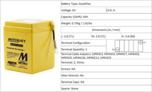استبدال MOTOBATT MBT6N4 6V 4AH دراجة نارية بطارية 6N4-2A in Saudi Arabia