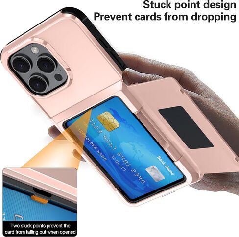 FDTCYDS for iPhone 16 Pro Max Case with Card Holder,Credit Card Slot Protective Wallet Case - Black in Kuwait