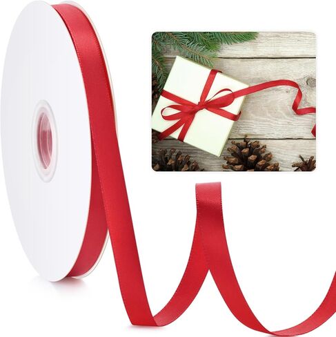 3/8" White Satin Ribbon, 50 Yards Ribbon for Gift Wrapping, Fabric Ribbons for Flower Bouquet Bridal Wedding Party Decoration Crafts Bow Making, Present Wrapping Ribbons for Every Holiday in Saudi Arabia