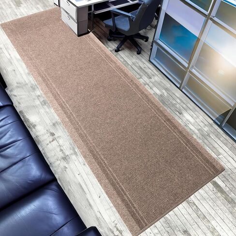 English Home Custom Size Non Slip Striped Design Durable PVC Non Slip Backing Tough Pile Runner Rug for Hallway, Outdoor, Indoor, Commercial, Residential, Pool, Office (Dark Blue, 26" x 07') in Saudi Arabia