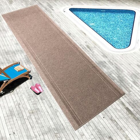 English Home Custom Size Non Slip Striped Design Durable PVC Non Slip Backing Tough Pile Runner Rug for Hallway, Outdoor, Indoor, Commercial, Residential, Pool, Office (Dark Blue, 26" x 07') in Saudi Arabia