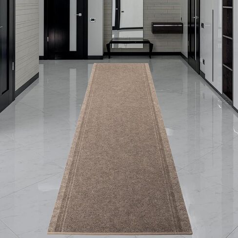 English Home Custom Size Non Slip Striped Design Durable PVC Non Slip Backing Tough Pile Runner Rug for Hallway, Outdoor, Indoor, Commercial, Residential, Pool, Office (Dark Blue, 26" x 07') in Saudi Arabia