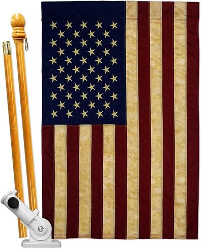 4th of July for Independence Day Vintage Applique Wood Dowel Wall Scroll Grave Decoration Memorial Veterans Day USA Poster Home Canvas Room Tapestry for Dad in Saudi Arabia