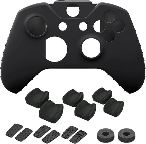مجموعة أدوات التحكم NiTHO FPS الدقيقة لجهاز Xbox One، 1x حافظة حماية من السيليكون، مجموعة من حلقتين دقيقتين صغيرتين، 3 أحجام مجموعات مقابض الإبهام المقعرة، 3 مجموعات مشغلات مطاطية - أسود in Kuwait