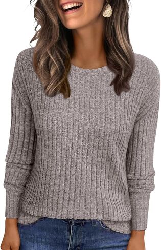 ANRABESS Long Sleeve Shirts for Women Business Casual Crewneck Tunic Tops Lightweight Fall Fashion Sweaters Clothes 2024 in Kuwait