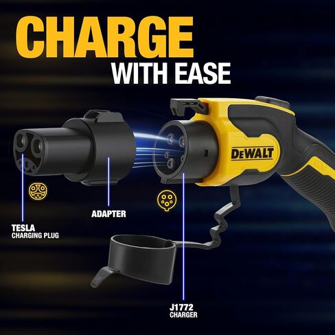 DEWALT SAE J1772 إلى محول شحن Tesla EV ، متوافق مع جميع السيارات الكهربائية Tesla ، موصل الطاقة العالي 60A/250V ، سهل الاتصال ، بدون أدوات مطلوبة in Saudi Arabia