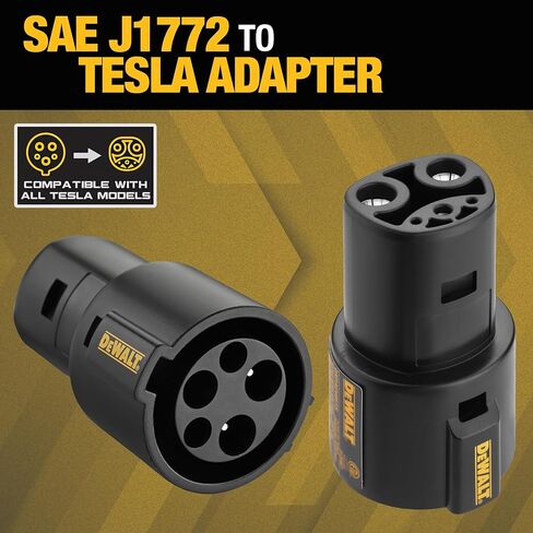 DEWALT SAE J1772 إلى محول شحن Tesla EV ، متوافق مع جميع السيارات الكهربائية Tesla ، موصل الطاقة العالي 60A/250V ، سهل الاتصال ، بدون أدوات مطلوبة in Saudi Arabia