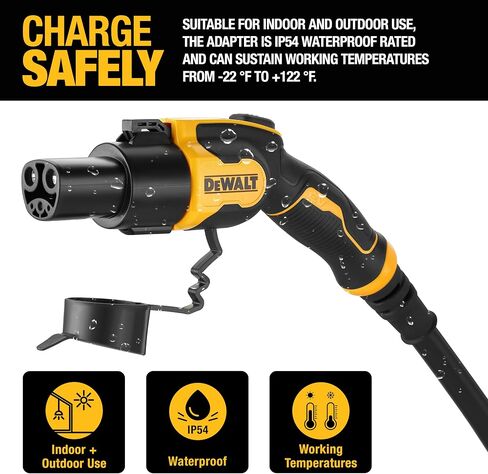 DEWALT SAE J1772 إلى محول شحن Tesla EV ، متوافق مع جميع السيارات الكهربائية Tesla ، موصل الطاقة العالي 60A/250V ، سهل الاتصال ، بدون أدوات مطلوبة in Saudi Arabia