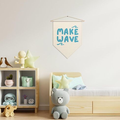 Surf Wall Art for Kids, No Wake Zone Pennant Flag Banner, Coastal Poster Hanger Frame, Beach Nursery Room Decor for Surfer Girls Boys, Ocean Canvas Wall Art Aesthetic, Minimalist Home Decor in Saudi Arabia
