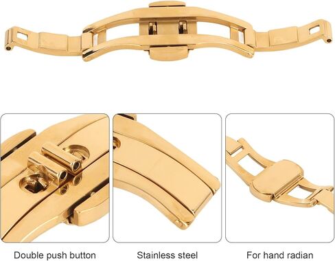 Zjchao Butterfly Watch Deployment Clasp ، مشاهدة مشبك بديل 6 مم 19 ملم ساعة النطاق Clasp مزدوج الضغط الزر القابل للطي النشر المشبك ، الذهبي in Saudi Arabia