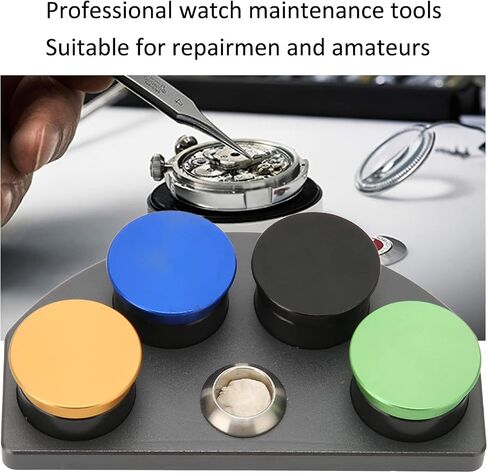 Watch Oil Cup 4 Dish Watch Grease Cup Holders, Oil Cup Stand Watch Grease Storage Dish with Lid Proof Wear Alloy and Ceramic, Watch Repairing Accessory Oil Cup Stand in Saudi Arabia