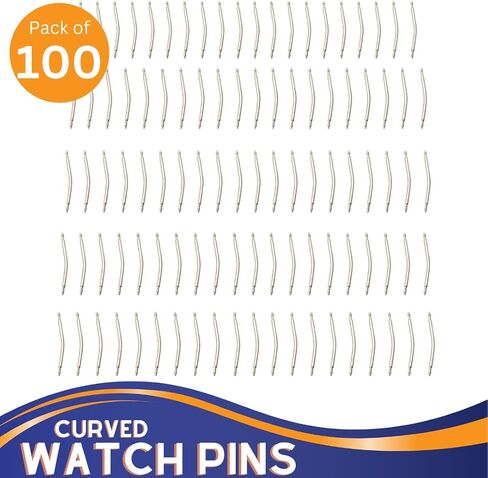 100 Piece Set Assorted Size Curved Spring Bars | Contains 20 Pieces of 14mm, 16mm, 18mm, 20mm, 22mm Spring Bars | Transparent 6 Compartment Organizer | Great for Watch & Jewelry Repair in Kuwait