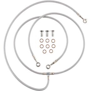 Tusk Front ATV Steel Braided Brake Line Standard Length +2" Silver in Saudi Arabia