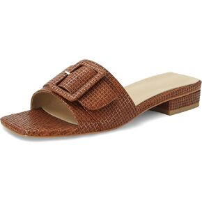 Raffia Slide Sandals for Women Woven Sandal Square Toe Slipper Slip on Chunky Heel Espadrille Buckle Comfortable Casual Beach Shoes Block Heels in Saudi Arabia