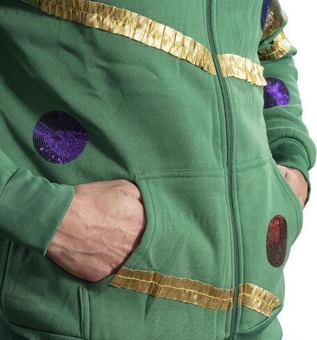 Mad Engine Extreme Christmas Tree Hoodie with Balls and Stars Green Zip-Up Costume Sweatshirt for Holiday Parties in Saudi Arabia
