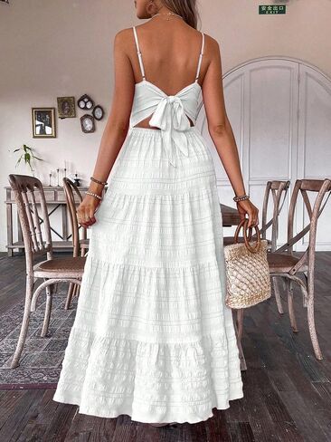Narecte Women Summer Beach Dresses Maxi Dress Spaghetti Strap Flowy Casual Dress Bohemian Dresses for Vacation & Holiday in Saudi Arabia