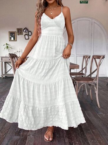 Narecte Women Summer Beach Dresses Maxi Dress Spaghetti Strap Flowy Casual Dress Bohemian Dresses for Vacation & Holiday in Saudi Arabia
