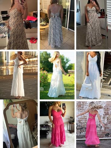 Narecte Women Summer Beach Dresses Maxi Dress Spaghetti Strap Flowy Casual Dress Bohemian Dresses for Vacation & Holiday in Saudi Arabia
