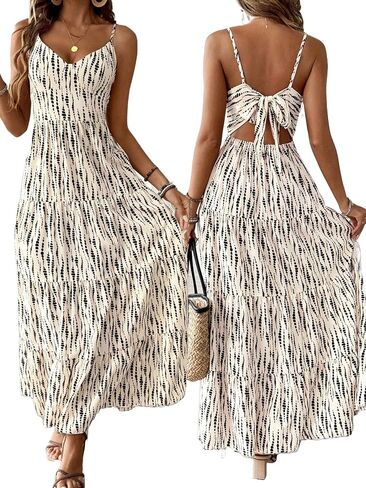 Narecte Women Summer Beach Dresses Maxi Dress Spaghetti Strap Flowy Casual Dress Bohemian Dresses for Vacation & Holiday in Saudi Arabia