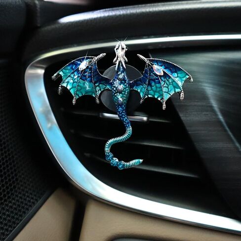 Bling Dragon Car Air Freshener Vent Clip,1pc Rhinestone Blue Dragon Car Decor,Cute Air Vent Clip Dashboard Decoration Accessory,Refillable Animal Diffuser in Saudi Arabia