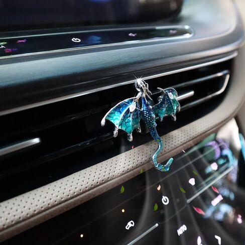 Bling Dragon Car Air Freshener Vent Clip,1pc Rhinestone Blue Dragon Car Decor,Cute Air Vent Clip Dashboard Decoration Accessory,Refillable Animal Diffuser in Saudi Arabia