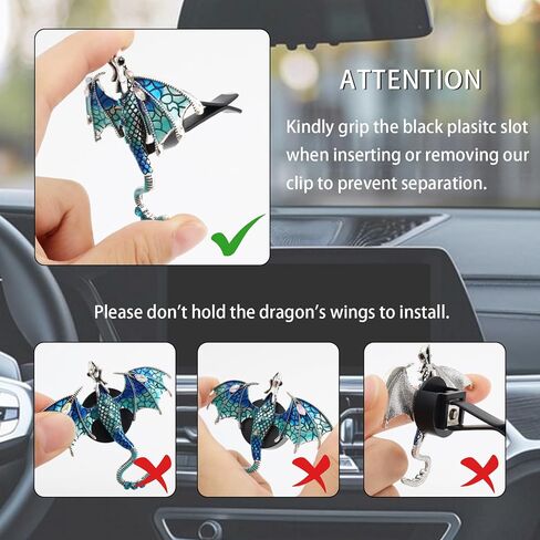 Bling Dragon Car Air Freshener Vent Clip,1pc Rhinestone Blue Dragon Car Decor,Cute Air Vent Clip Dashboard Decoration Accessory,Refillable Animal Diffuser in Saudi Arabia