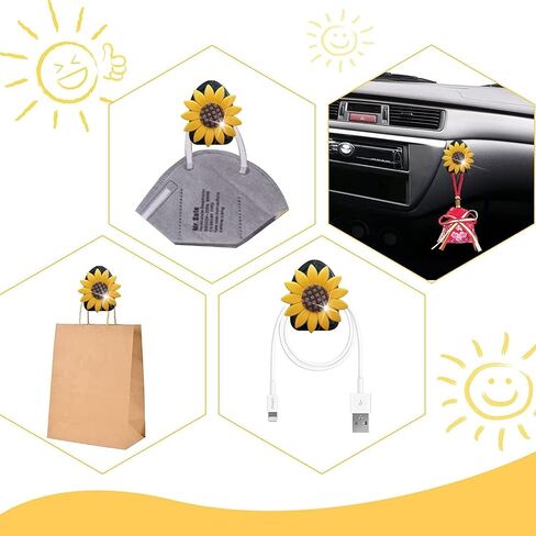 Crystal Moon Air Vent Clips, 4 Pcs Quartz Moon Style Car Air Fresheners, Cute Car Decoration & Interior Decor Accessories for Women & Men + Cute Sunflower Mask Hook in Saudi Arabia