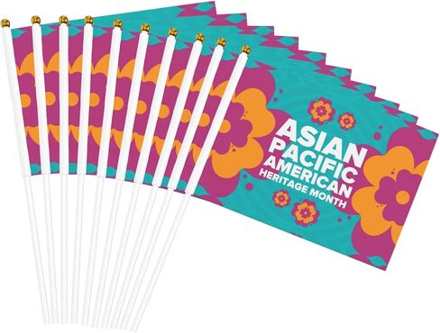 Asian American And Pacific Islander Heritage Month Small Mini Flags Hand Held Flag Festival Stick Flag Party Decorations Supplies Sign For Parades Yard Lawn in Kuwait