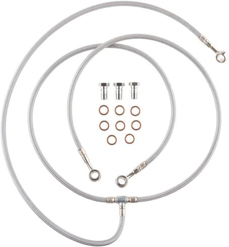 خط فرامل مضفر من Tusk Front ATV Steel Line Length +2 "Silver in Saudi Arabia