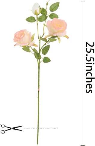 Solar-Chameleon Silk Roses Bouquet - 5 Stem 26" Sunlight Color Changing Roses Artificial Flowers,Fake Roses Long Stem for Arrangement Wedding Centerpiece Home Office Party Decor (White-Orange) in Kuwait