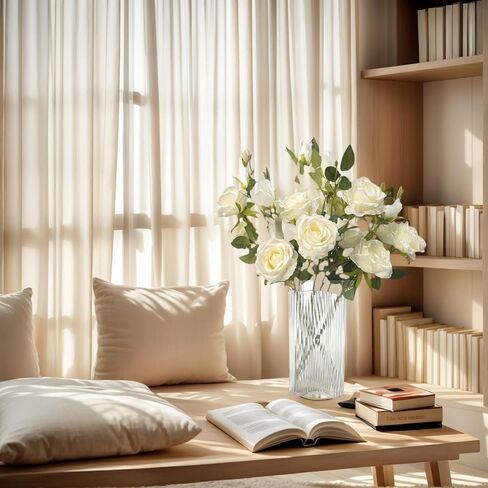 Solar-Chameleon Silk Roses Bouquet - 5 Stem 26" Sunlight Color Changing Roses Artificial Flowers,Fake Roses Long Stem for Arrangement Wedding Centerpiece Home Office Party Decor (White-Orange) in Kuwait