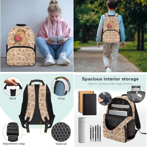 Cute Capybara School Backpack for Girls 3pcs Kawaii Watermelon Girls Backpack with Lunch Box Pencil Case Set for Kids Teens Elementary Middle School Bookbag in Saudi Arabia