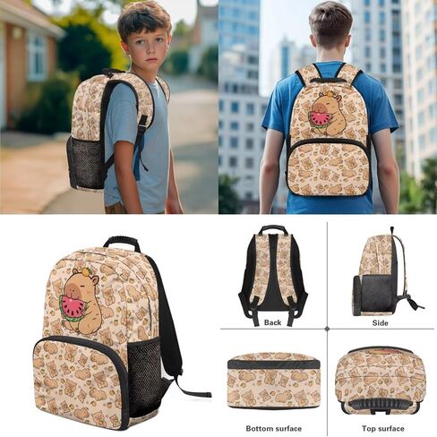 Cute Capybara School Backpack for Girls 3pcs Kawaii Watermelon Girls Backpack with Lunch Box Pencil Case Set for Kids Teens Elementary Middle School Bookbag in Saudi Arabia