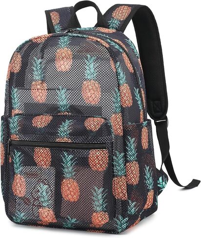 Strawberry Mesh Backpack for Girls Women, Semi-Transparent Kids School Backpack College Bookbag for Beach Gym Travel in Kuwait